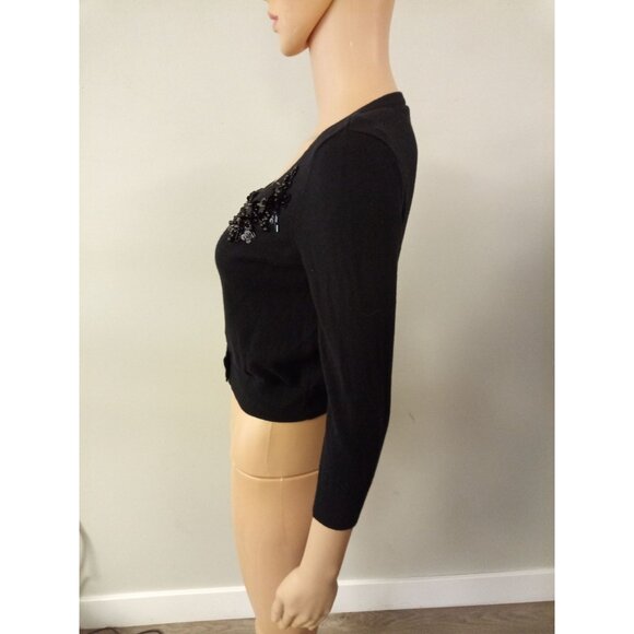 Candie's Junior's Black Cropped Cardigan Sweater Size Small - Picture 2 of 4